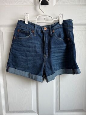 No Boundaries Dark Blue Denim Cuffed Shorts